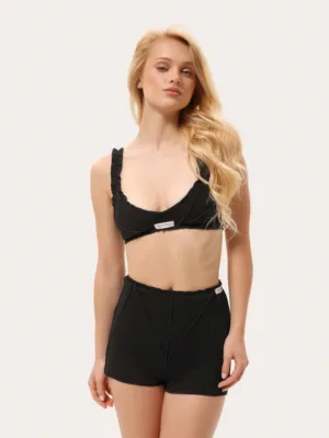 Schwarzes Baumwoll-Set mit Shorts