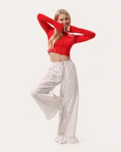 Kurz geschnittenes Longsleeve mit sichtbaren Nähten – Rot