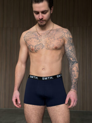 Dunkelblaue Herren-Boxershorts mit sportlichem Bund