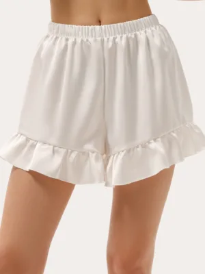 Weiße Mini-Shorts mit Satin-Effekt