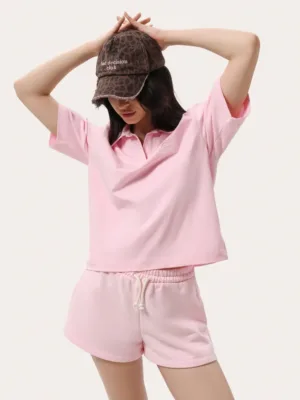Rosa Poloshirt mit lockerer Passform