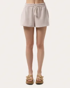 Beige Basic Shorts aus Dreifaden-Sweatstoff