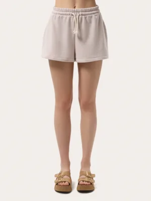 Beige Basic Shorts aus Dreifaden-Sweatstoff
