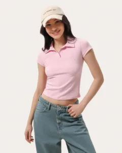 Rosa tailliertes Poloshirt