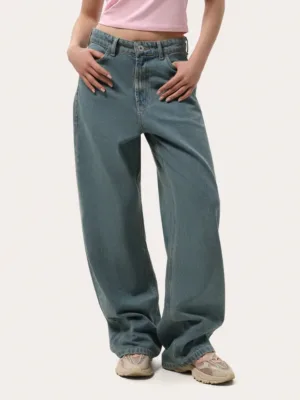 Blaue Damen-Jeans im Wide-Leg-Schnitt