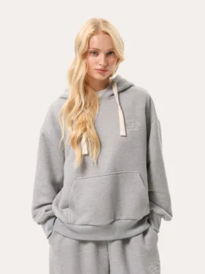 Basic Damen-Hoodie mit Stickerei – Graumeliert