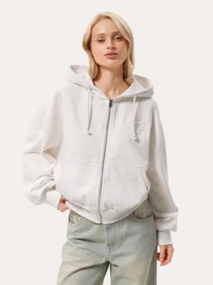 Damen-Zip-Hoodie mit Stickerei und Thermoeffekt im Stoff